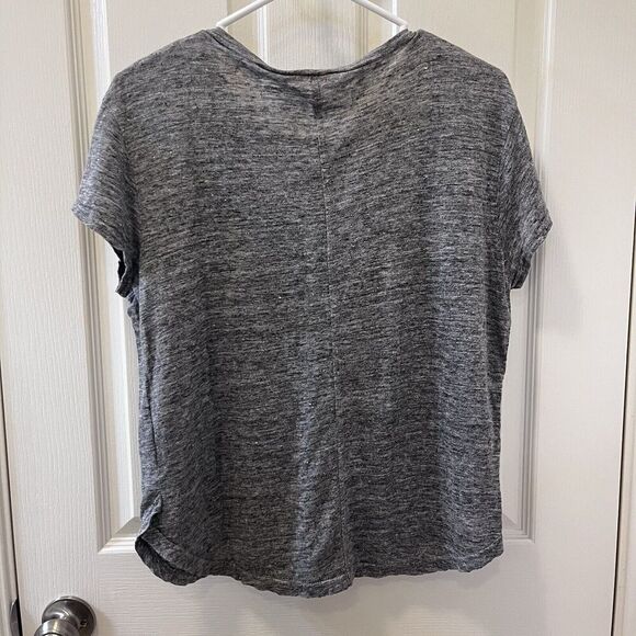 FRAME Classic Crewneck 100% Linen Tee Shirt Top Gris Gray Women's Size Large - Picture 10 of 12